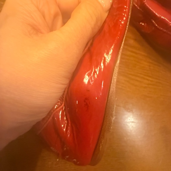 Miu Miu Red Patent Leather Stretch Flats w/ Gold Accents Size 6.5 MSRP $545 - Picture 11 of 12